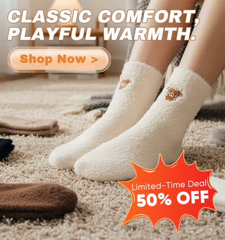 🔥🔥 Last day of limited-time sale: Adorable cow-patterned slipper socks!