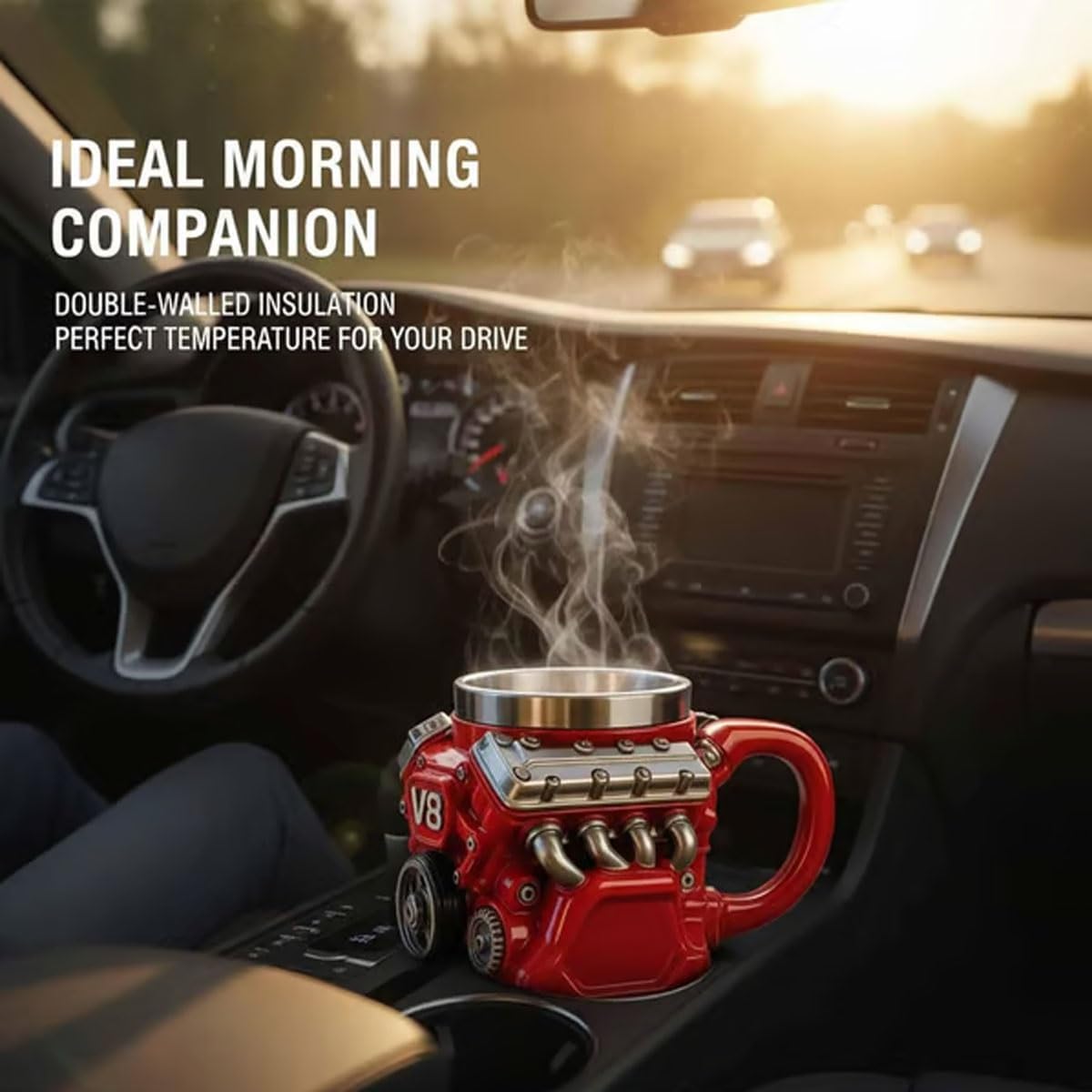 Engine-themed V8/V6 Stainless Steel Mug