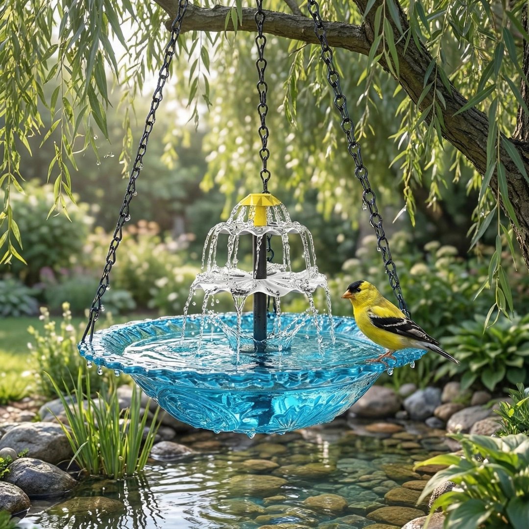🔥2026 Spring special offer 50% off - 🐦Solar Cascade Hanging Bird Bath Fountain