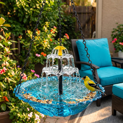 🔥2026 Spring special offer 50% off - 🐦Solar Cascade Hanging Bird Bath Fountain