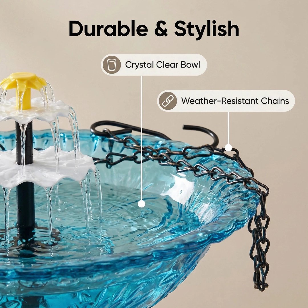 🔥2026 Spring special offer 50% off - 🐦Solar Cascade Hanging Bird Bath Fountain