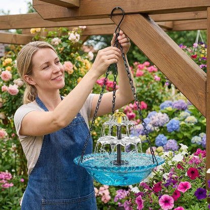 🔥2026 Spring special offer 50% off - 🐦Solar Cascade Hanging Bird Bath Fountain