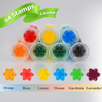 Toilet cleaning gel stamps, with a refreshing floral scent.