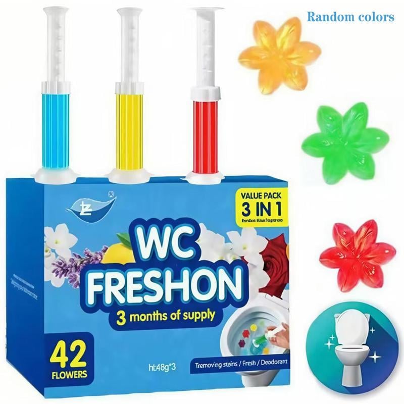 Toilet cleaning gel stamps, with a refreshing floral scent.