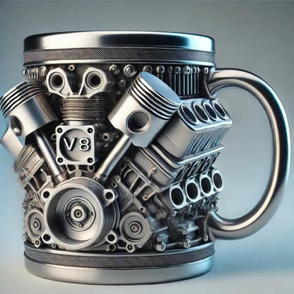 Engine-themed V8/V6 Stainless Steel Mug
