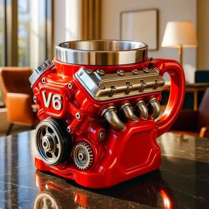Engine-themed V8/V6 Stainless Steel Mug